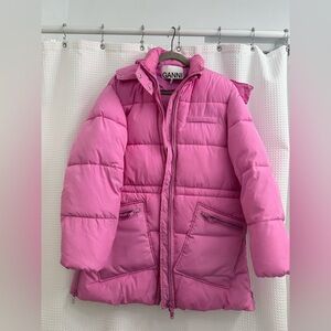 Ganni Vibrant Pink Quilted Jacket